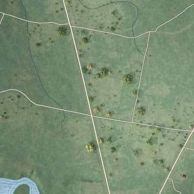 Second close-up of the map of Browndell, Texas print showing more streets and buildings