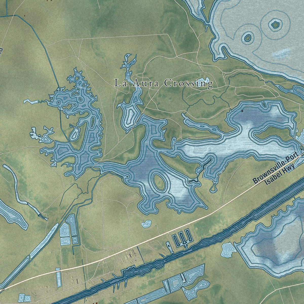 Second close-up of the map of Brownsville, Texas print showing more streets and buildings