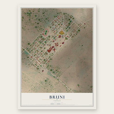 Bruni, Texas map print, the full design