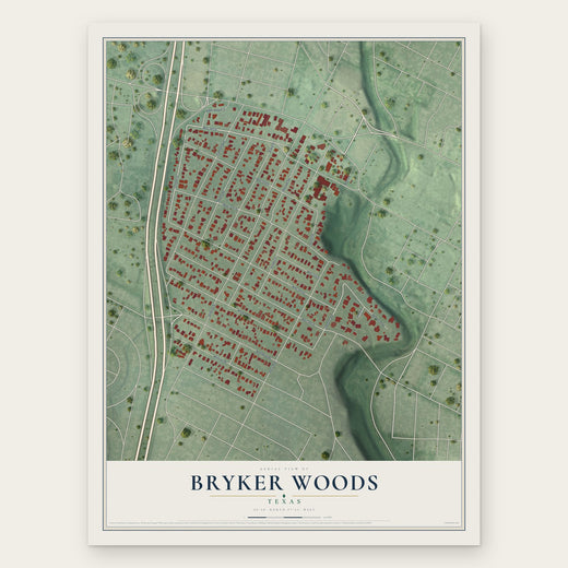 Bryker Woods, Texas map print, the full design
