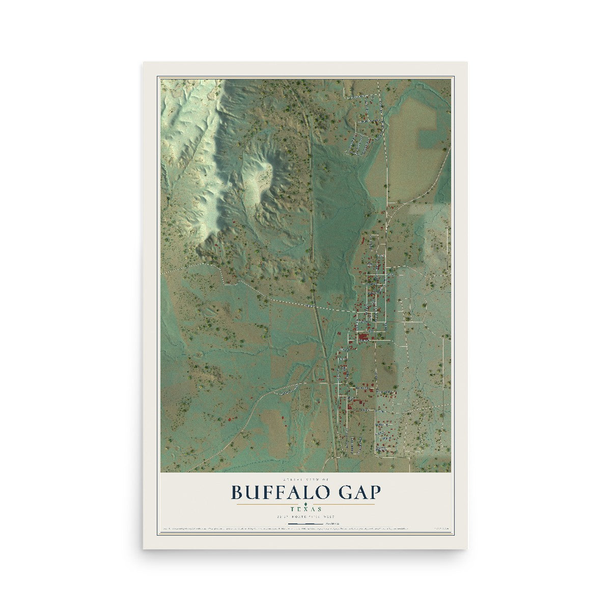 Map of Buffalo Gap, Texas, 12 x 18 inch unframed archival matte print