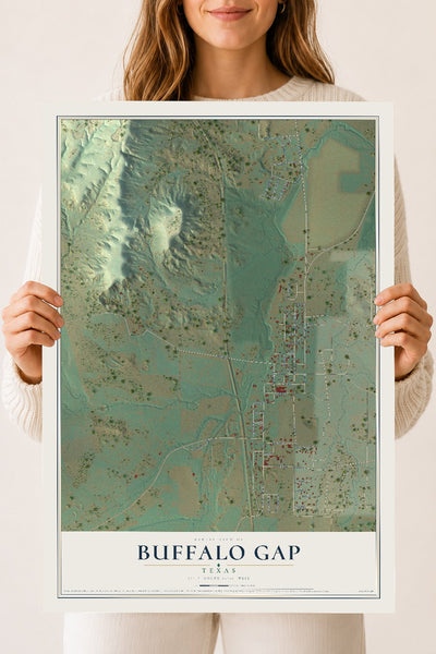 Map of Buffalo Gap, Texas, 18 x 24 inch unframed archival matte print