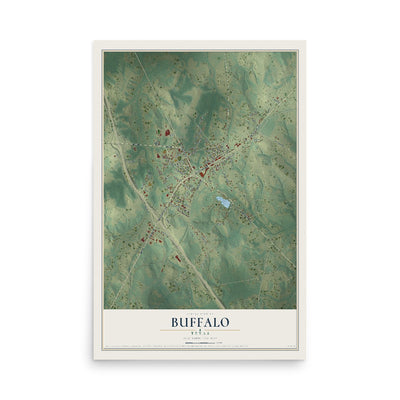 Map of Buffalo, Texas, 12 x 18 inch unframed archival matte print