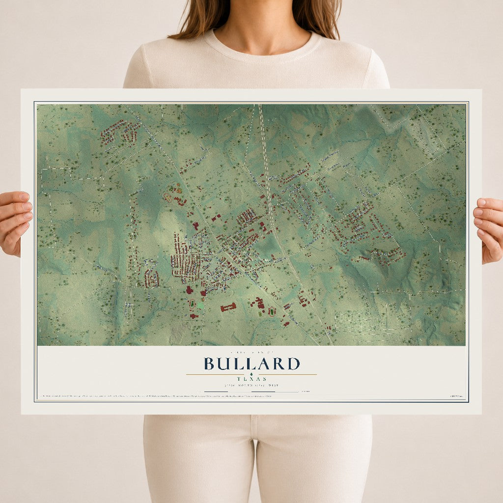 Map of Bullard, Texas, 18 x 24 inch unframed archival matte print