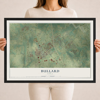 Map of Bullard, Texas, 18 x 24 inch print in a black wood frame