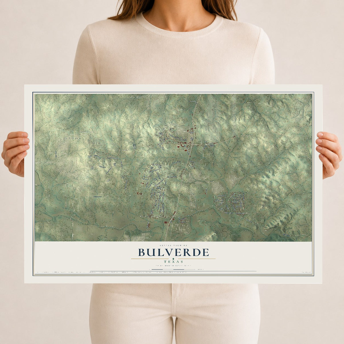 Map of Bulverde, Texas, 12 x 18 inch unframed archival matte print