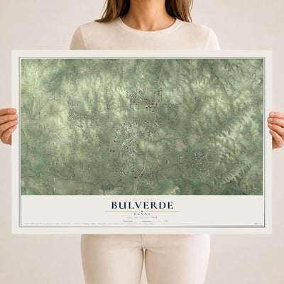 Map of Bulverde, Texas, 18 x 24 inch unframed archival matte print
