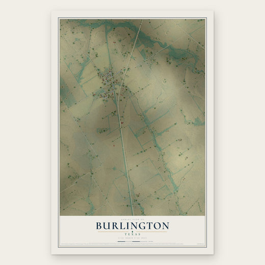 Burlington, Texas map print, the full design