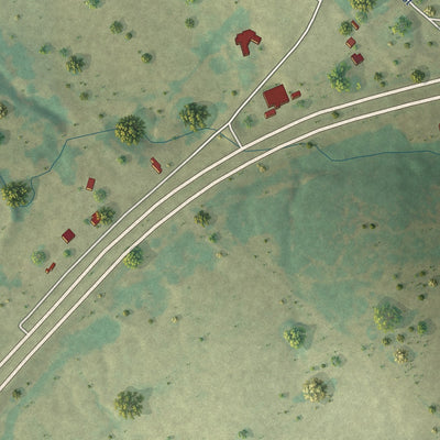 Second close-up of the map of Burton, Texas print showing more streets and buildings