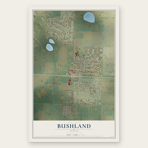 Bushland, Texas map print, the full design