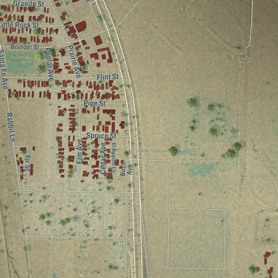 Second close-up of the map of Cactus, Texas print showing more streets and buildings