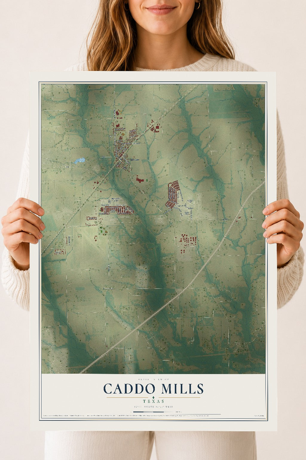 Map of Caddo Mills, Texas, 18 x 24 inch unframed archival matte print