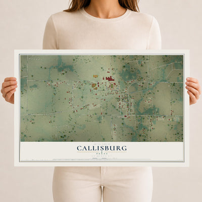Map of Callisburg, Texas, 12 x 18 inch unframed archival matte print