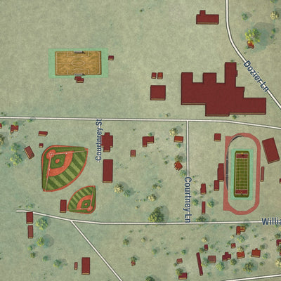 Close-up of the map of Callisburg, Texas print showing street and building detail