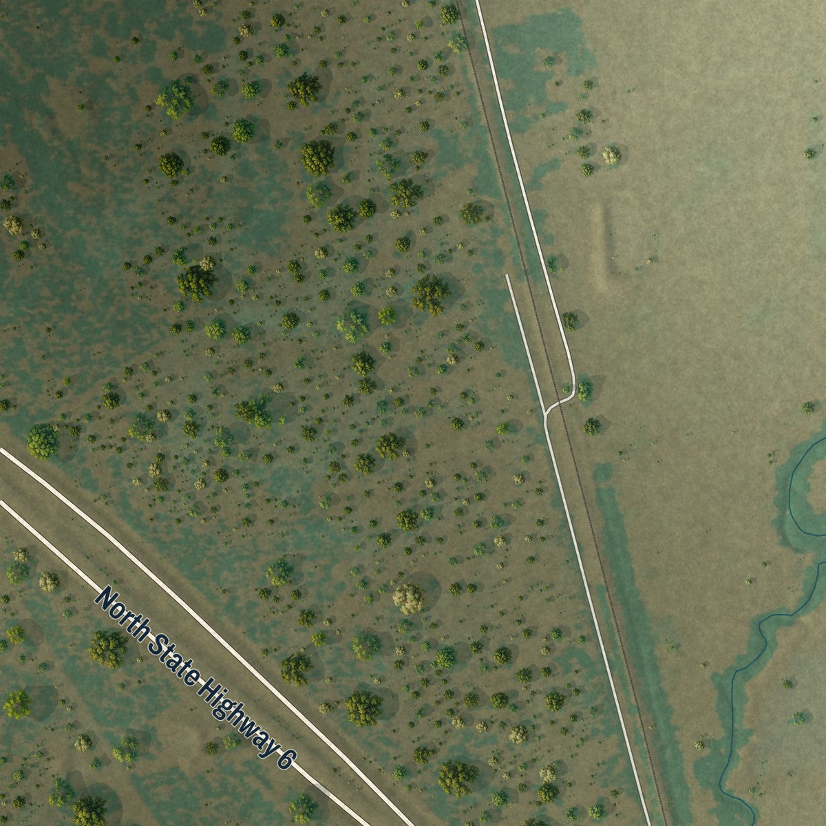 Second close-up of the map of Calvert, Texas print showing more streets and buildings