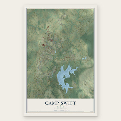Camp Swift, Texas map print, the full design
