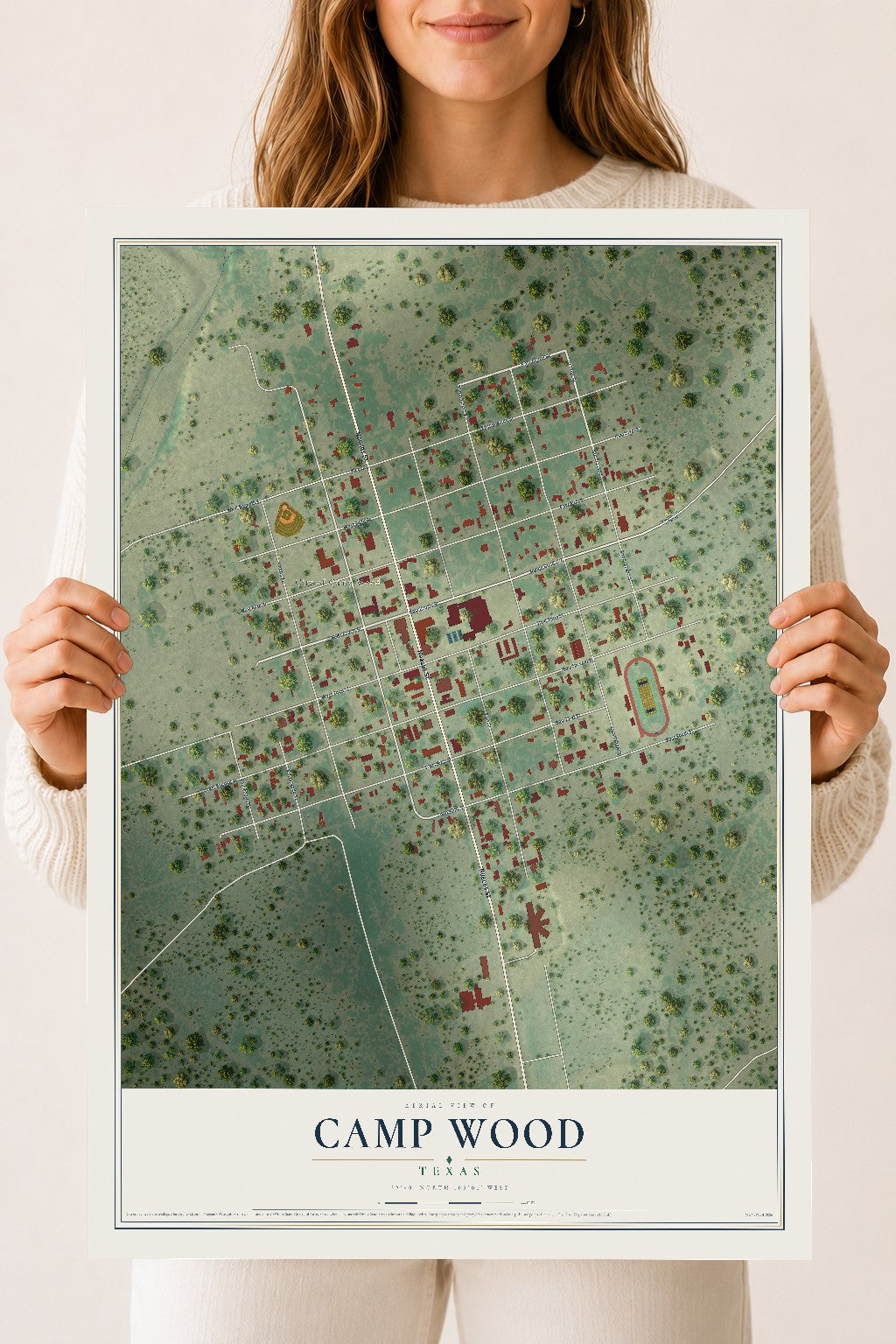 Map of Camp Wood, Texas, 18 x 24 inch unframed archival matte print