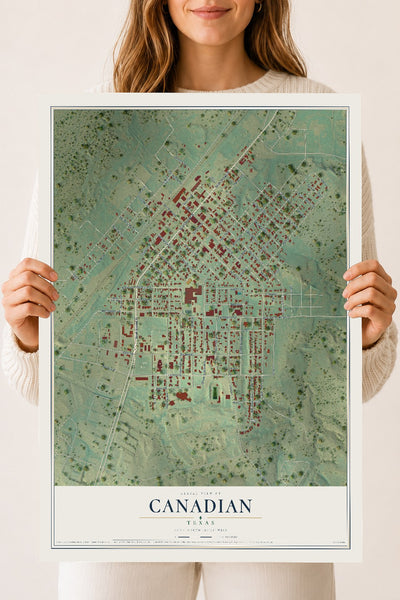 Map of Canadian, Texas, 18 x 24 inch unframed archival matte print