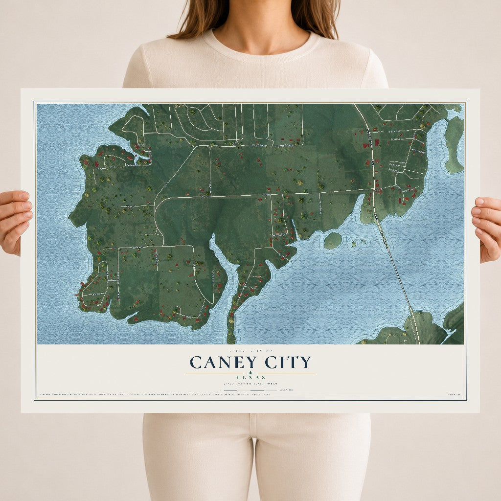 Map of Caney City, Texas, 18 x 24 inch unframed archival matte print