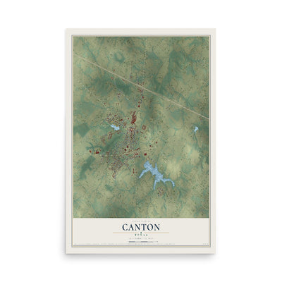 Map of Canton, Texas, 12 x 18 inch unframed archival matte print