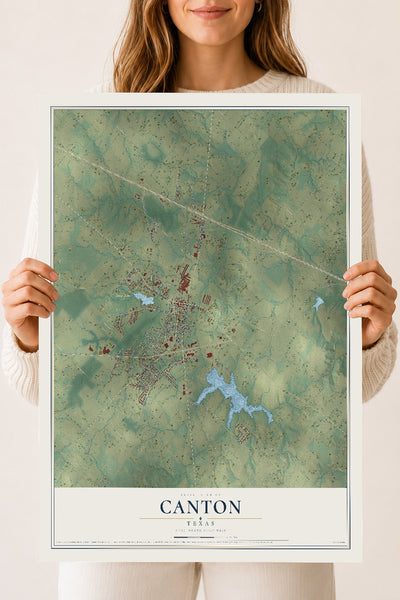 Map of Canton, Texas, 18 x 24 inch unframed archival matte print