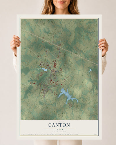Map of Canton, Texas, 24 x 36 inch unframed archival matte print