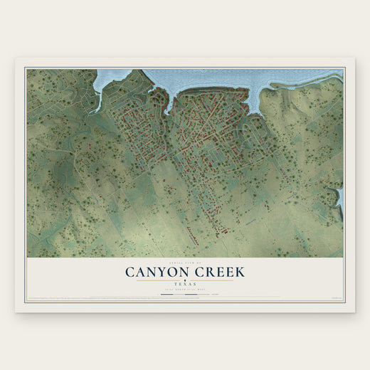 Canyon Creek, Texas map print, the full design