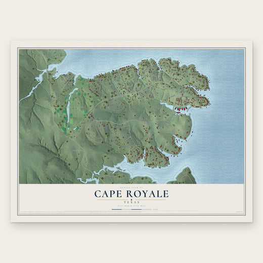 Cape Royale, Texas map print, the full design