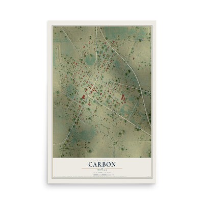 Map of Carbon, Texas, 12 x 18 inch unframed archival matte print