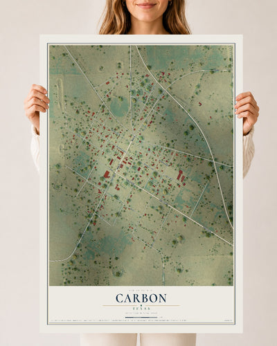 Map of Carbon, Texas, 24 x 36 inch unframed archival matte print