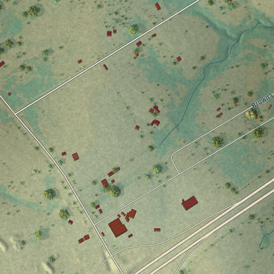 Second close-up of the map of Carl's Corner, Texas print showing more streets and buildings
