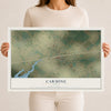 Map of Carmine, Texas, 12 x 18 inch unframed archival matte print