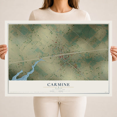 Map of Carmine, Texas, 18 x 24 inch unframed archival matte print