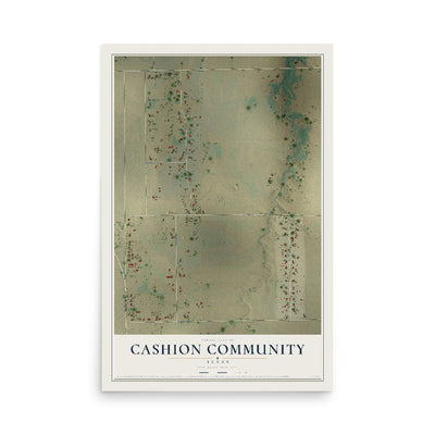 Map of Cashion Community, Texas, 12 x 18 inch unframed archival matte print