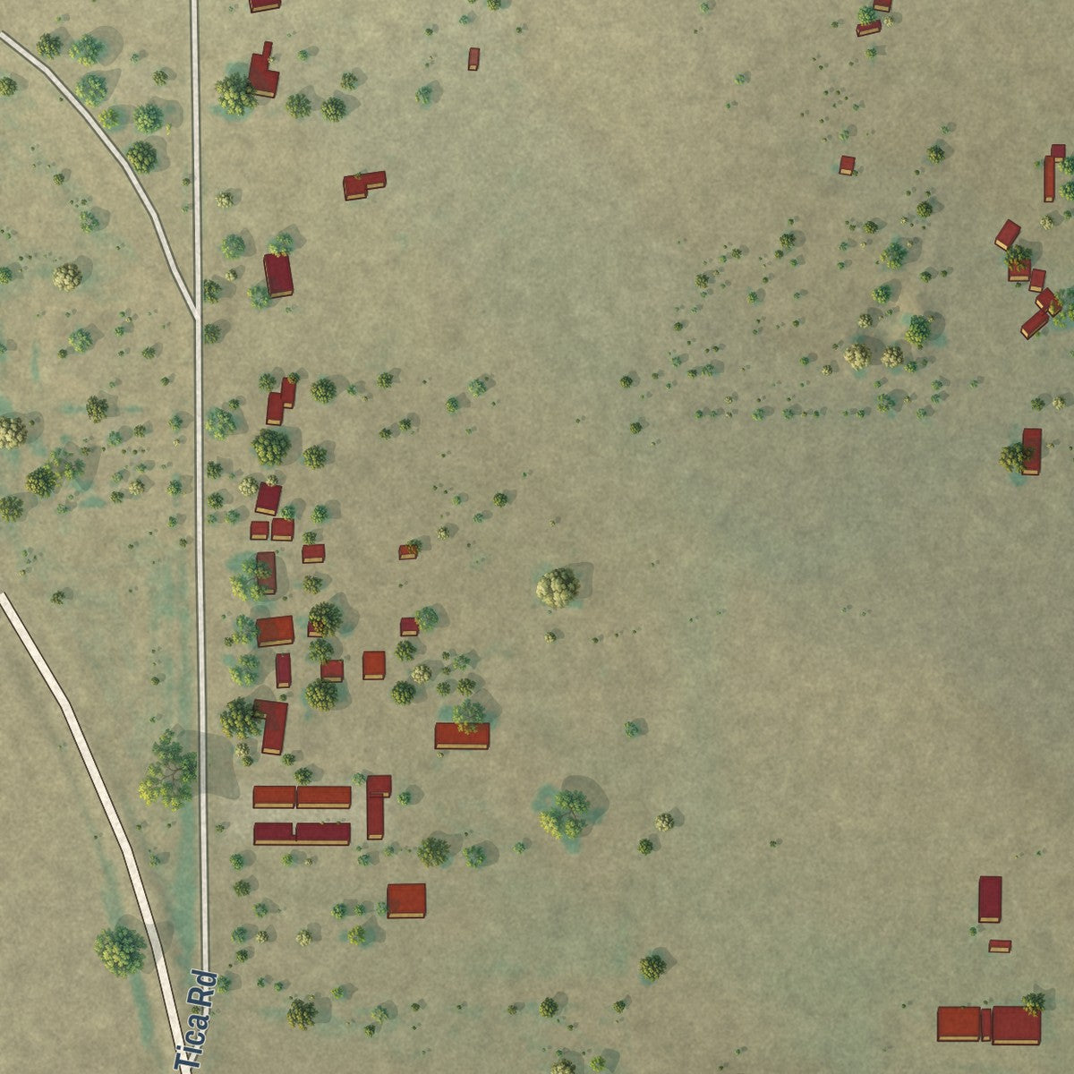 Close-up of the map of Cashion Community, Texas print showing street and building detail