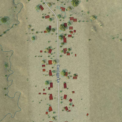 Second close-up of the map of Cashion Community, Texas print showing more streets and buildings