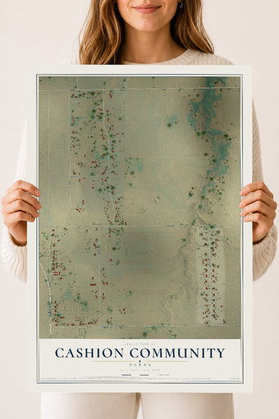 Map of Cashion Community, Texas, 18 x 24 inch unframed archival matte print
