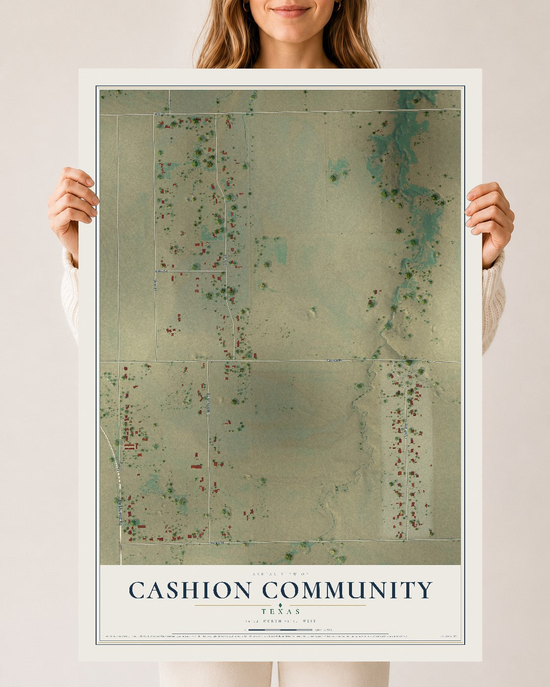 Map of Cashion Community, Texas, 24 x 36 inch unframed archival matte print