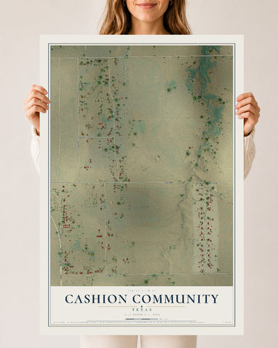 Map of Cashion Community, Texas, 24 x 36 inch unframed archival matte print