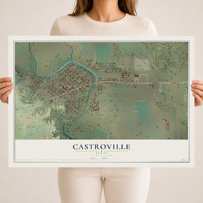Map of Castroville, Texas, 18 x 24 inch unframed archival matte print