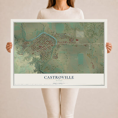 Map of Castroville, Texas, 24 x 36 inch unframed archival matte print