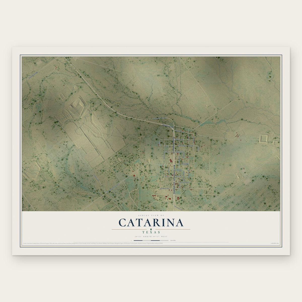 Catarina, Texas map print, the full design