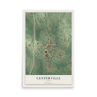 Map of Centerville, Texas, 12 x 18 inch unframed archival matte print