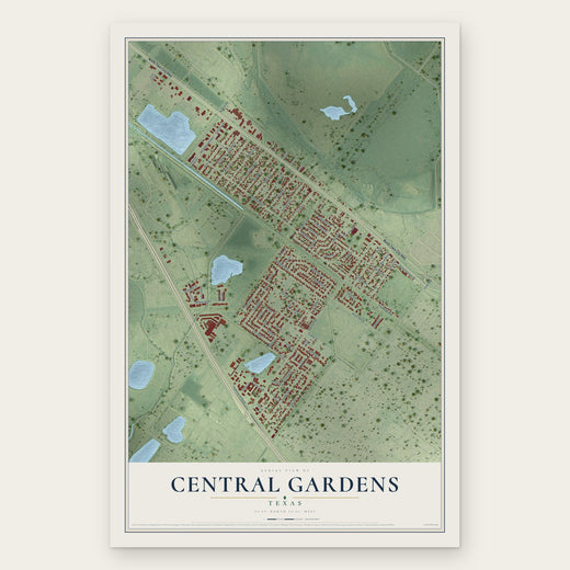 Central Gardens, Texas map print, the full design