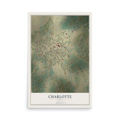 Map of Charlotte, Texas, 12 x 18 inch unframed archival matte print
