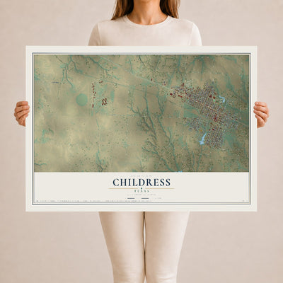 Map of Childress, Texas, 24 x 36 inch unframed archival matte print