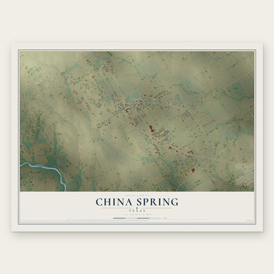 China Spring, Texas map print, the full design