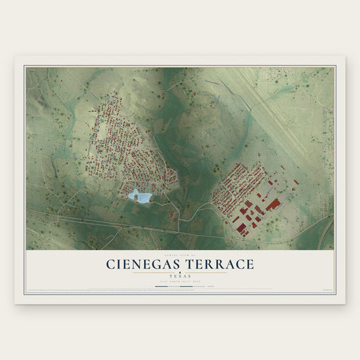 Cienegas Terrace, Texas map print, the full design