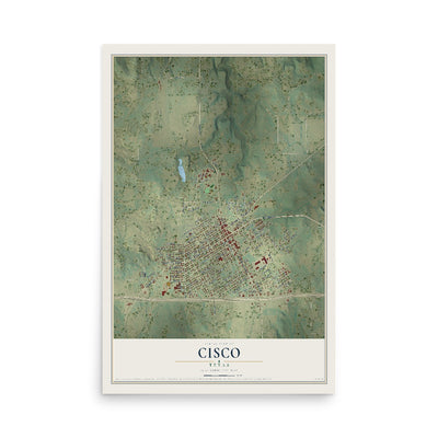 Map of Cisco, Texas, 12 x 18 inch unframed archival matte print