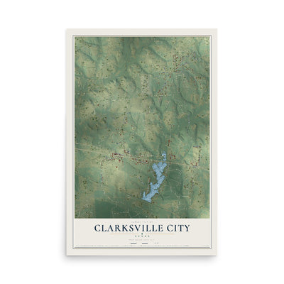 Map of Clarksville City, Texas, 12 x 18 inch unframed archival matte print